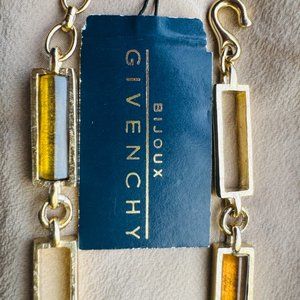 VTG Y2K NWT GIVENCHY MID CENTURY MODERN DESIGNER NECKLACE GOLD TONE AMBER STONE